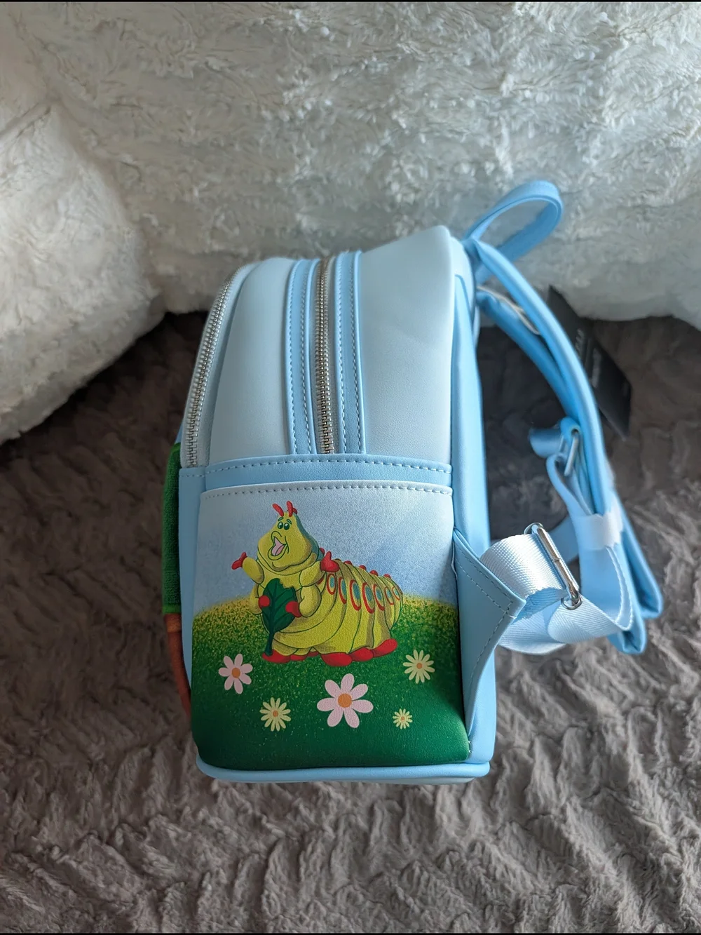 Loungefly Light Blue Kids Mini Backpack with Playful Nature Characters